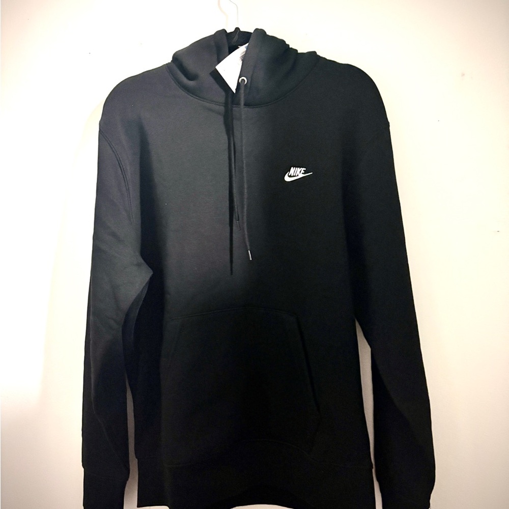 Nike Men's Black Hoodie with White Logo